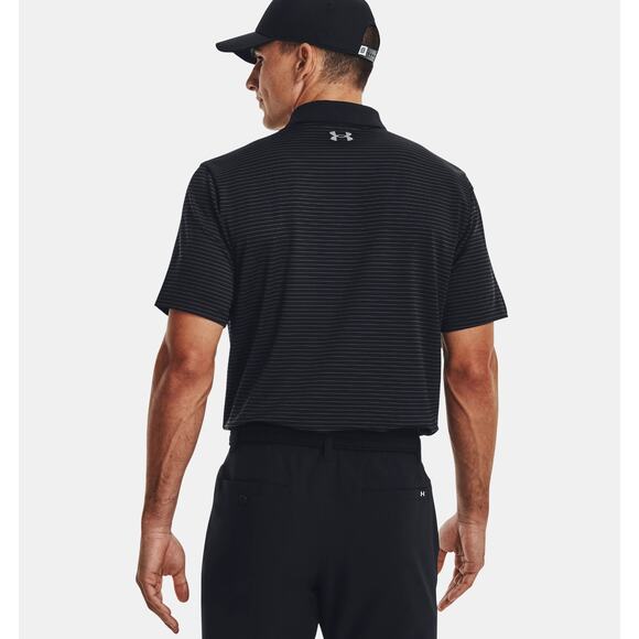 NWT Under Armour UA Matchplay Stripe Men's Polo ion Black size Large - Picture 2 of 6